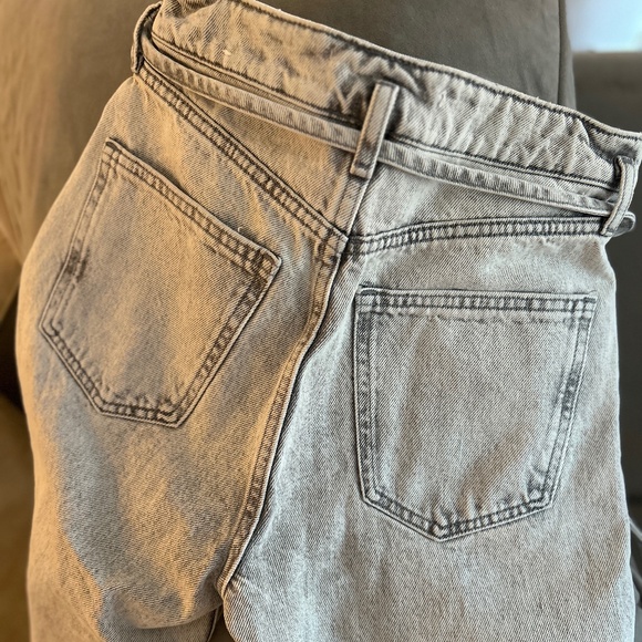 Mango Light Grey Bow Cotton Jeans/Culottes - Size 34 - Picture 12 of 13